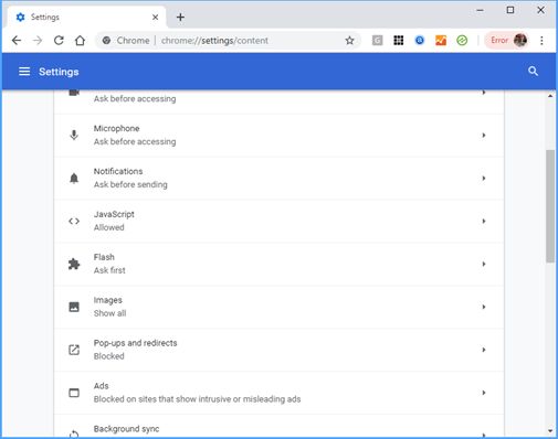 Browser Notifications Settings
